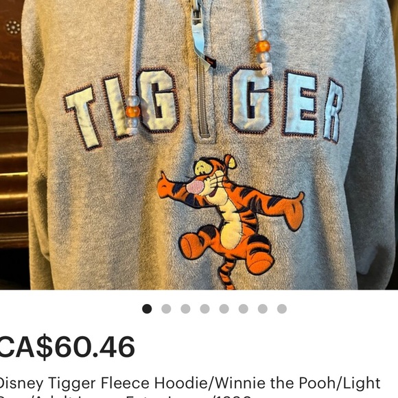 Disney Tigger Fleece Hoodie Pullover / Large / 90s - Picture 8 of 9